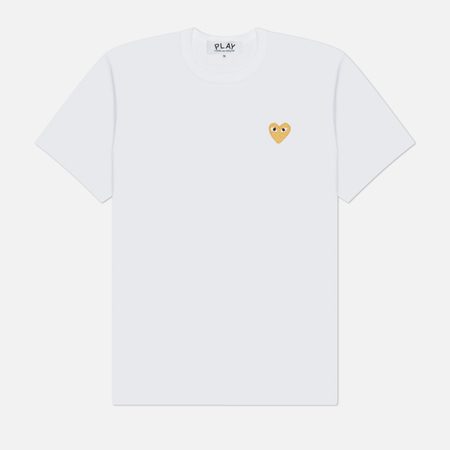 Мужская футболка Comme des Garcons Play Gold Heart Emblem, цвет белый