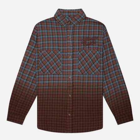 Мужская рубашка Billionaire Boys Club Script Dip Dye Check, цвет коричневый