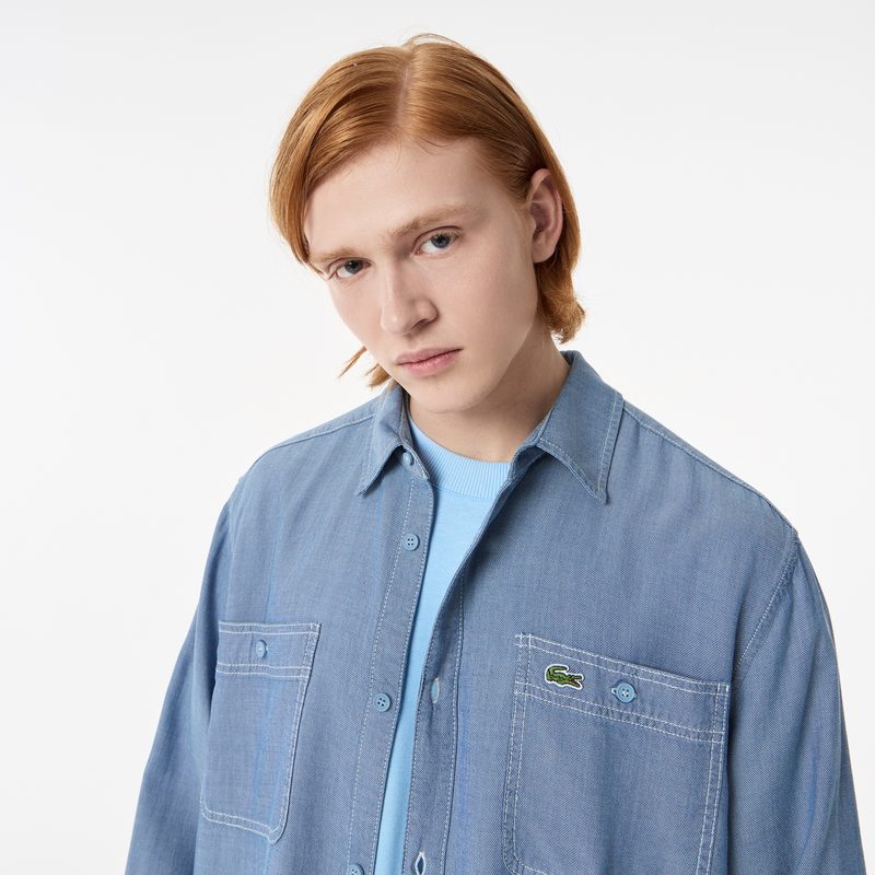 Мужская лёгкая рубашка Lacoste из экологического материала тенсель 3