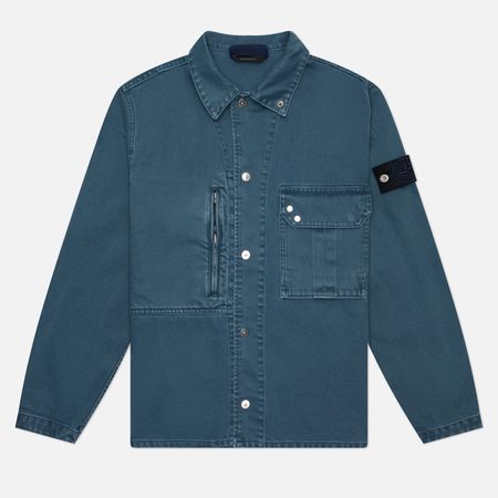 Мужская рубашка Stone Island Light Bull Denim Indigo-TC Comfort Overshirt, цвет синий