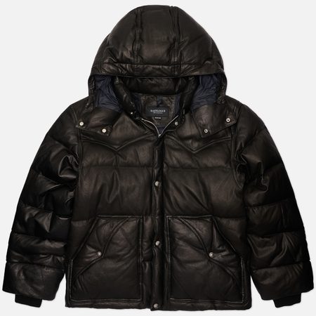 Мужской пуховик EASTLOGUE Western Leather Puffer Down, цвет чёрный