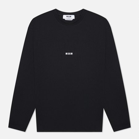 Мужской лонгслив MSGM Micrologo Basic Crew Neck, цвет чёрный