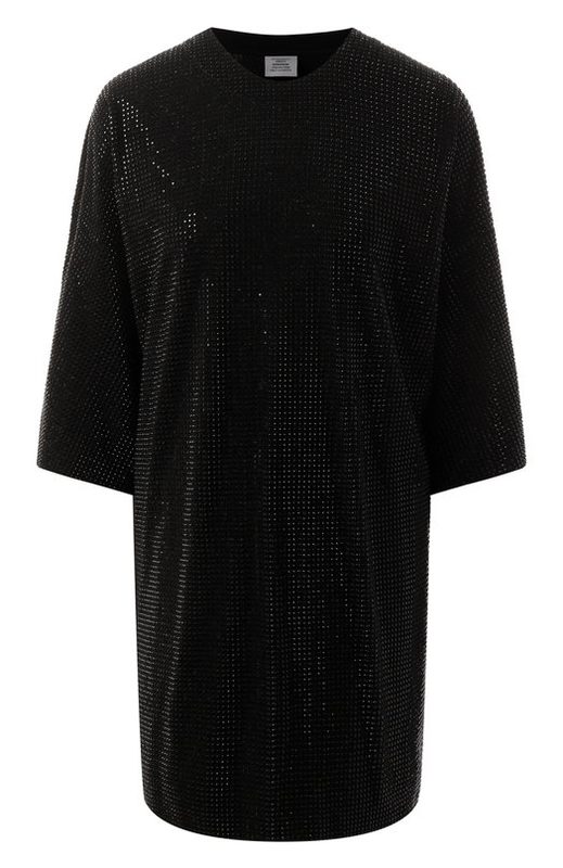 Футболка с отделкой стразами VETEMENTS