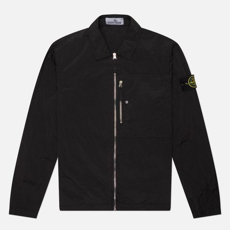 Мужская рубашка Stone Island Nylon Metal In Econyl Regular Zip Overshirt, цвет чёрный