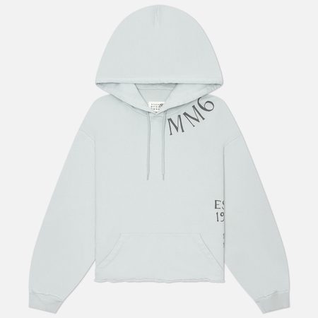 Женская толстовка Maison Margiela MM6 Raw Edge Cropped Hoodie, цвет голубой