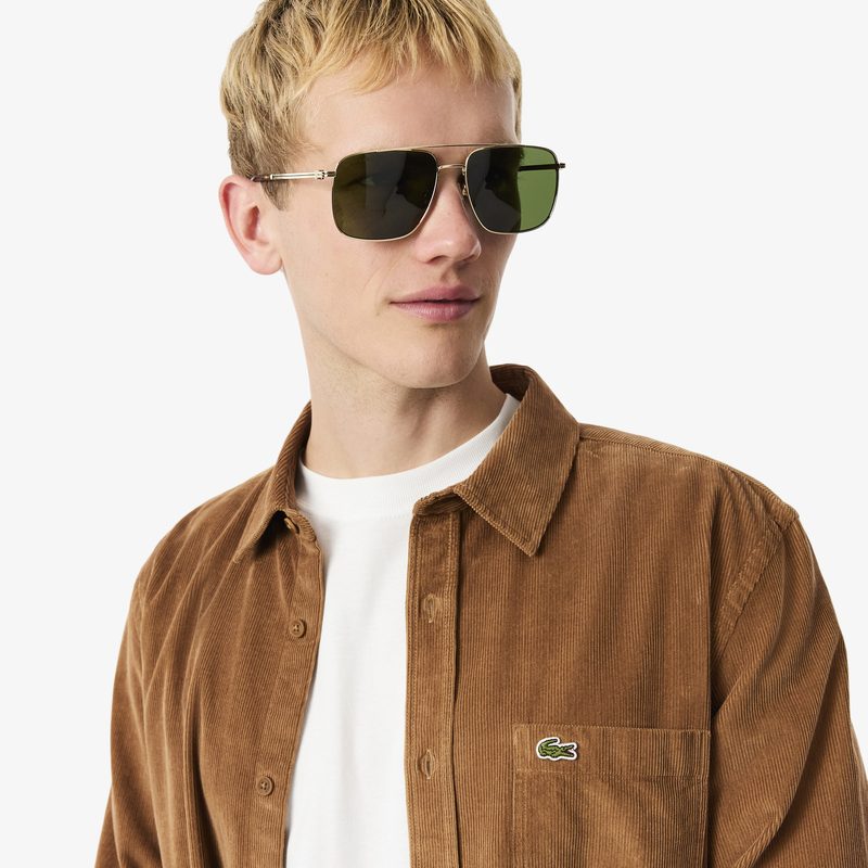 Мужская хлопковая велюровая рубашка Lacoste стандартного кроя 3