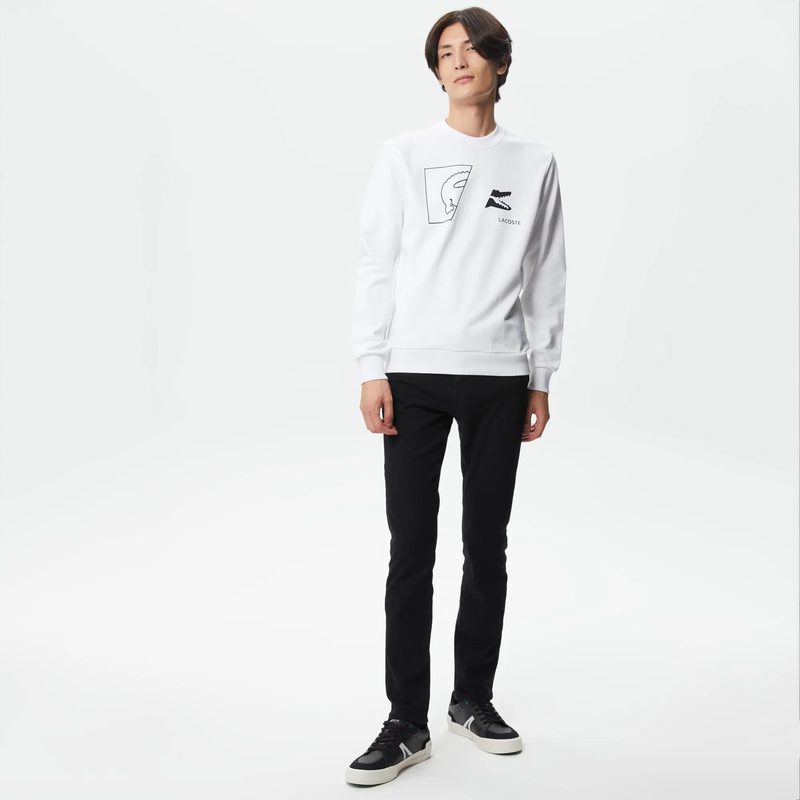 Мужской хлопковый свитшот Lacoste с круглым вырезом и принтом 4