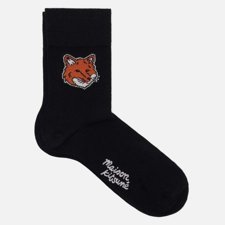 Носки Maison Kitsune Fox Head FW25, цвет чёрный