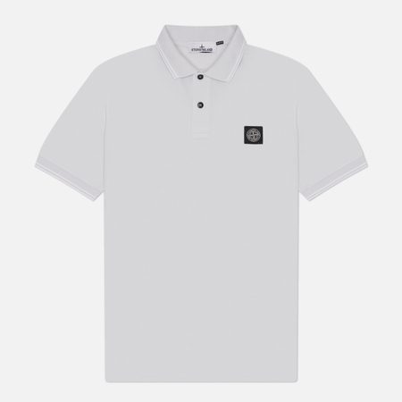 Мужское поло Stone Island Organic Cotton Pique With Stretch Slim, цвет голубой