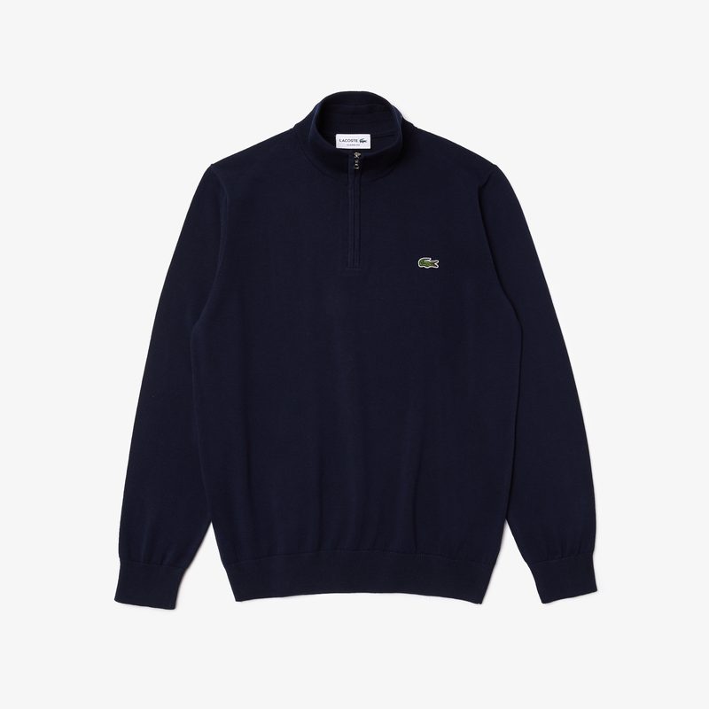 Мужской хлопковый свитер Lacoste на молнии с высоким воротом 5