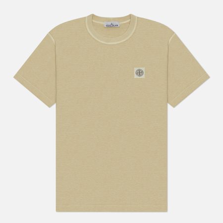 Мужская футболка Stone Island Fissato Compass Patch Logo, цвет бежевый