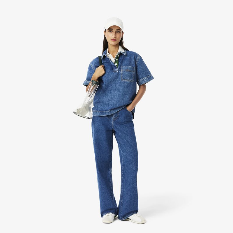 Женская рубашка-поло Lacoste свободного кроя из огранического хлопка 4