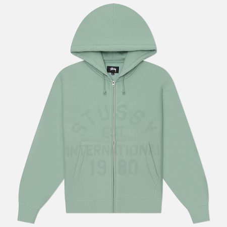 Мужская толстовка Stussy Established Zip Hoodie, цвет зелёный