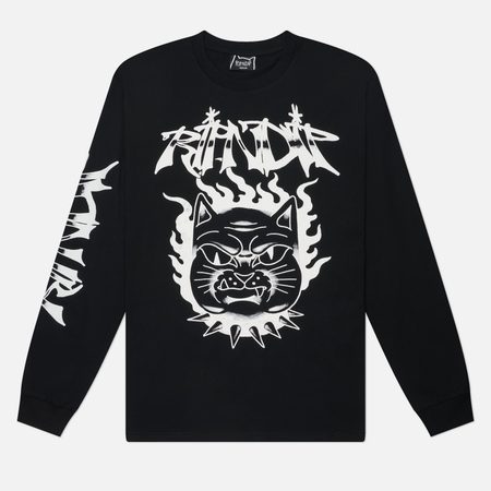 Мужской лонгслив RIPNDIP The Happiest Cat, цвет чёрный