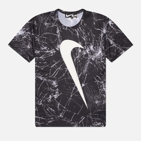 Мужская футболка Comme des Garcons Black x Nike All-Over Swoosh Logo Print, цвет чёрный