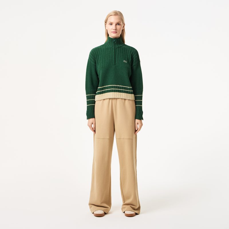 Женский короткий свитер Lacoste на молнии с длинным рукавом 4