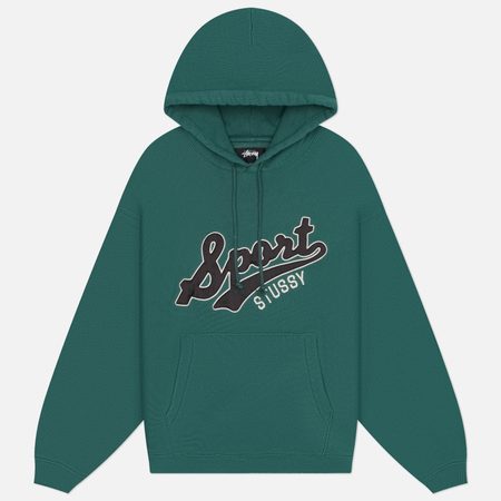 Мужская толстовка Stussy Satin Patch Oversized Hoodie, цвет зелёный