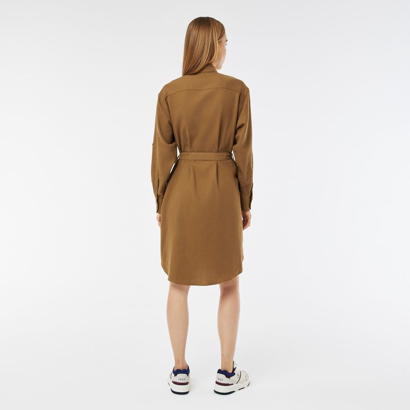 Платье Lacoste стандартного кроя с длинными рукавами и поясом 2