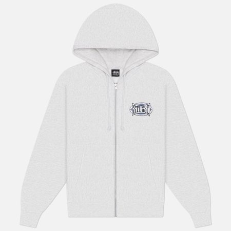 Мужская толстовка Stussy Champion Oval Zip Hoodie, цвет серый