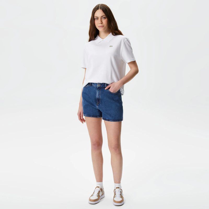 Женские короткие джинсовые шорты Lacoste на пуговице