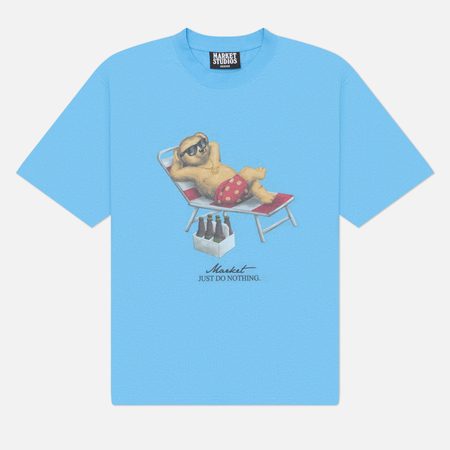 Мужская футболка MARKET Smiley Bearly A Care, цвет голубой