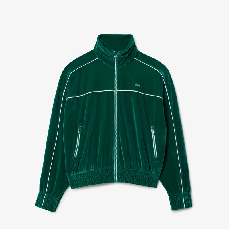Женская велюровая толстовка Lacoste оверсайз на молнии 5