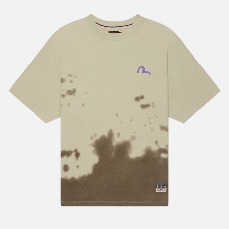 Мужская футболка Evisu Heritage Angel & Graffiti Printed Dip Dye, цвет серый