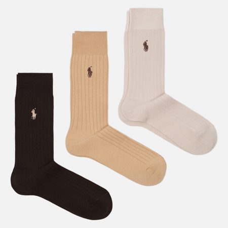 Комплект носков Polo Ralph Lauren Egyptian Cotton Rib Crew 3-Pack, цвет комбинированный