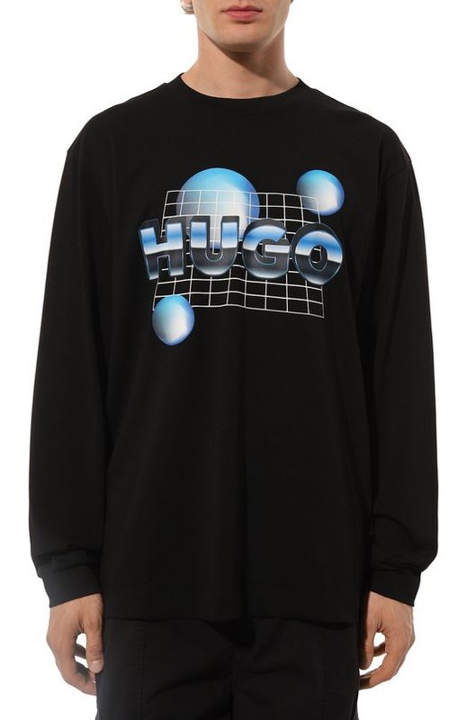 Хлопковый лонгслив HUGO Blue 3