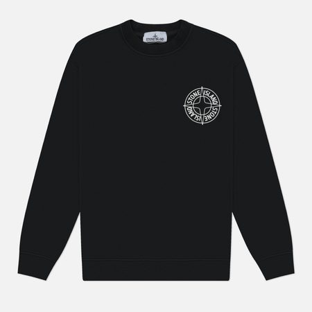 Мужская толстовка Stone Island Cotton Fleece Raised Compass Logo Print, цвет чёрный