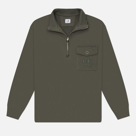 Мужская толстовка C.P. Company Diagonal Raised Fleece Half Zip Regular, цвет серый