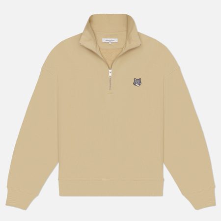 Мужская толстовка Maison Kitsune Fox Head Comfort Half-Zip, цвет бежевый