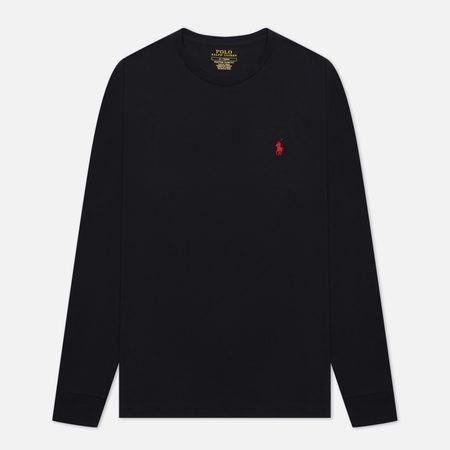Мужской лонгслив Polo Ralph Lauren Custom Fit Embroidered Pony, цвет чёрный