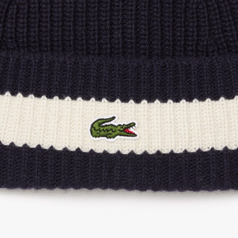 Вязаная шапка-бини Lacoste из шерсти 2