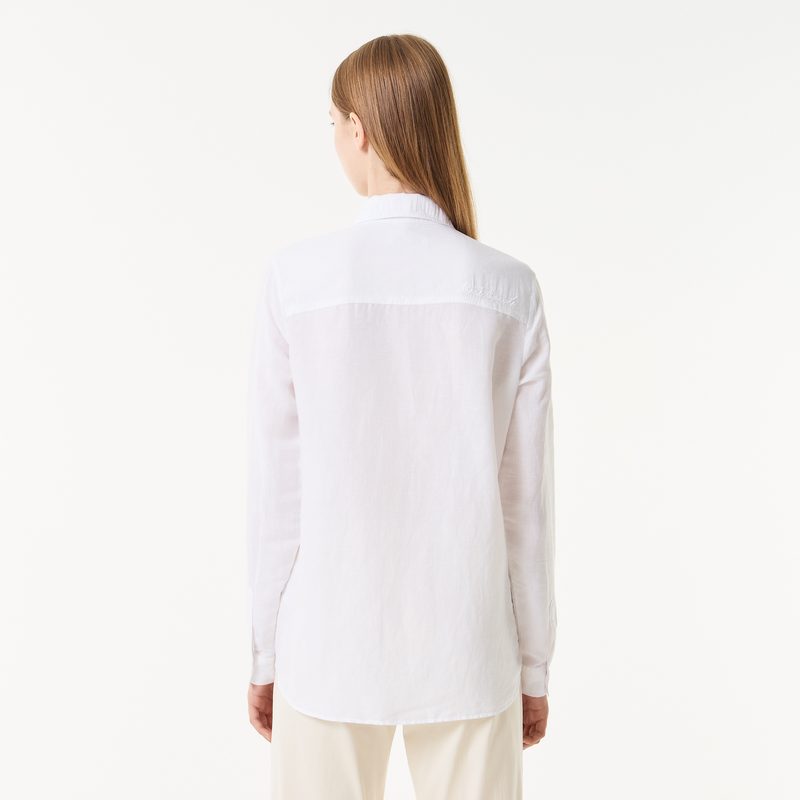 Женская лёгкая рубашка Lacoste из льна 2