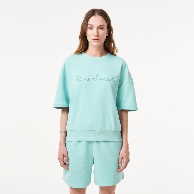 Женская толстовка Lacoste свободного кроя с коротким рукавом