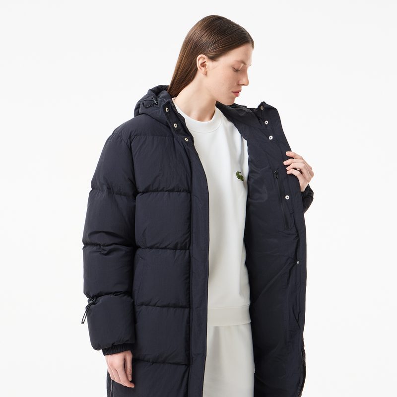 Женский длинный пуховик Lacoste с поясом 4