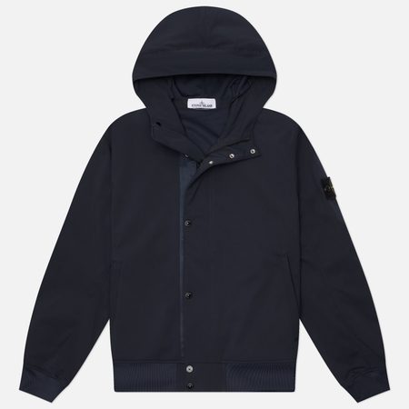 Мужская куртка ветровка Stone Island Light Soft Shell-R E.Dye Waterless Color System, цвет синий