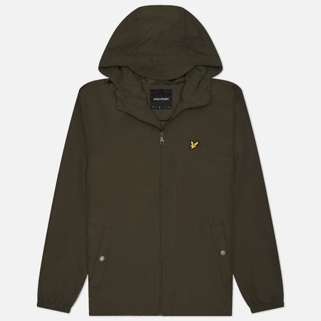 Мужская куртка ветровка Lyle & Scott Zip Through Hooded, цвет оливковый