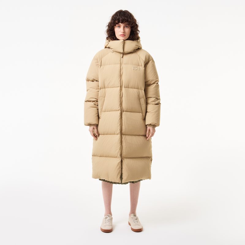 Женский длинный пуховик Lacoste с капюшоном