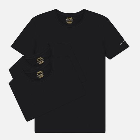Комплект мужских футболок Polo Ralph Lauren Logo Sleeve Crew Neck 3-Pack, цвет чёрный