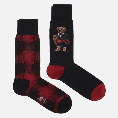 Комплект носков Polo Ralph Lauren Holiday Bear & Plaid Crew 2-Pack, цвет комбинированный