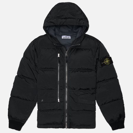 Мужской пуховик Stone Island Nylon Metal In Econyl Hooded, цвет чёрный