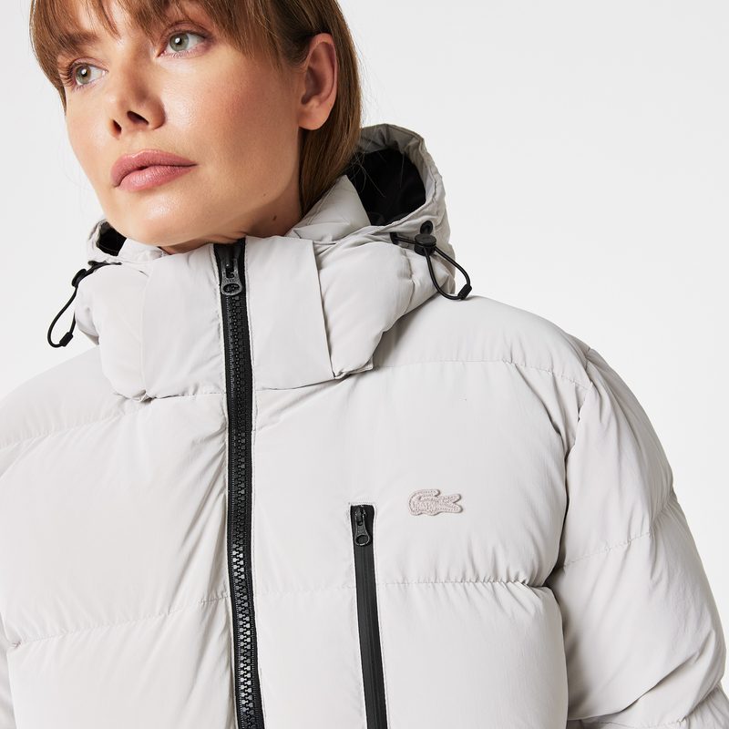 Женское стеганая куртка-пуховик Lacoste с капюшоном 4