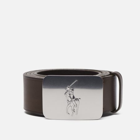 Ремень Polo Ralph Lauren 1 5/8 PP Plaque Casual Smooth Leather, цвет коричневый