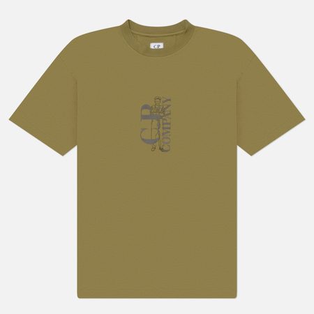 Мужская футболка C.P. Company 30/1 Jersey Printed, цвет оливковый