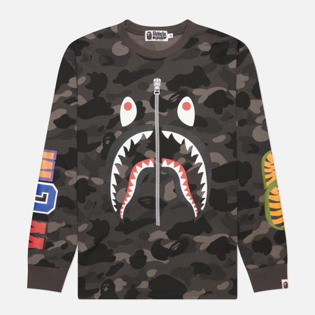 Мужской лонгслив A Bathing Ape Color Camo Shark, цвет чёрный