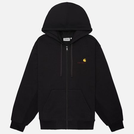 Мужская толстовка Carhartt WIP Full Zip Hooded American Script, цвет чёрный