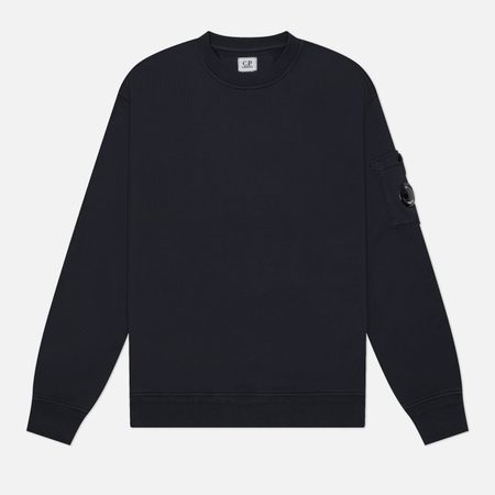 Мужская толстовка C.P. Company Cotton Diagonal Fleece Crewneck Lens, цвет синий