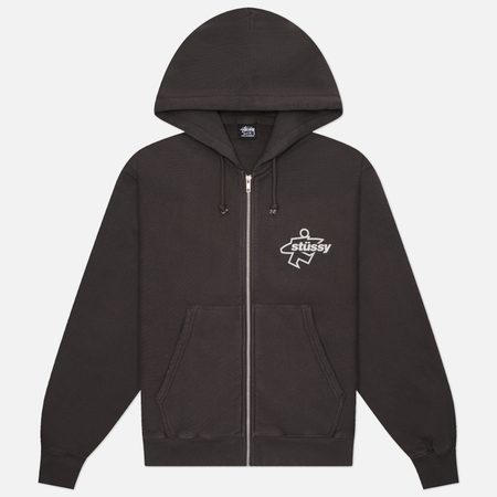 Мужская толстовка Stussy Surf Size Zip Hoodie, цвет чёрный